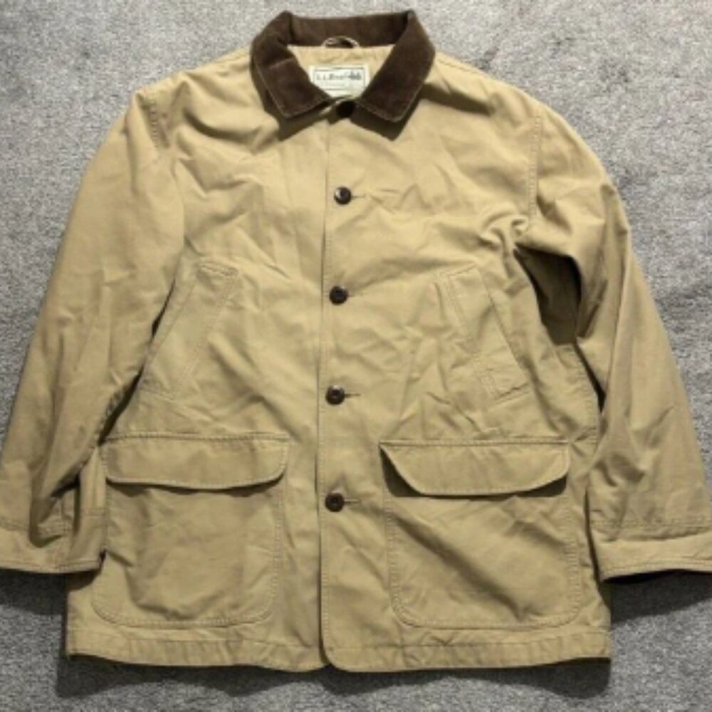 Vintage 90s LL Bean Size L Chore Field Barn Coat Corduroy Brown Tan